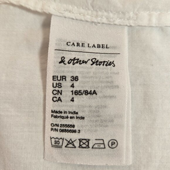 & OTHER STORIES Cottagecore Embroidered A-Line Ruffle WHITE Top Size 4 LIKE NEW! - Picture 13 of 16